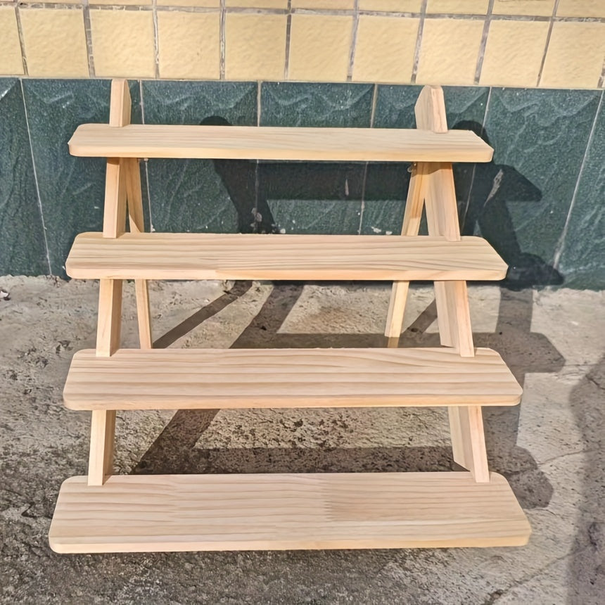 Ko'rsatish, saqlash, tortlar, ish stoli, kichik narsalar, gullar uchun rack, qattiq yog'och, trapezoid dizayni, tirnoq san'ati, qo'g'irchoqlar.