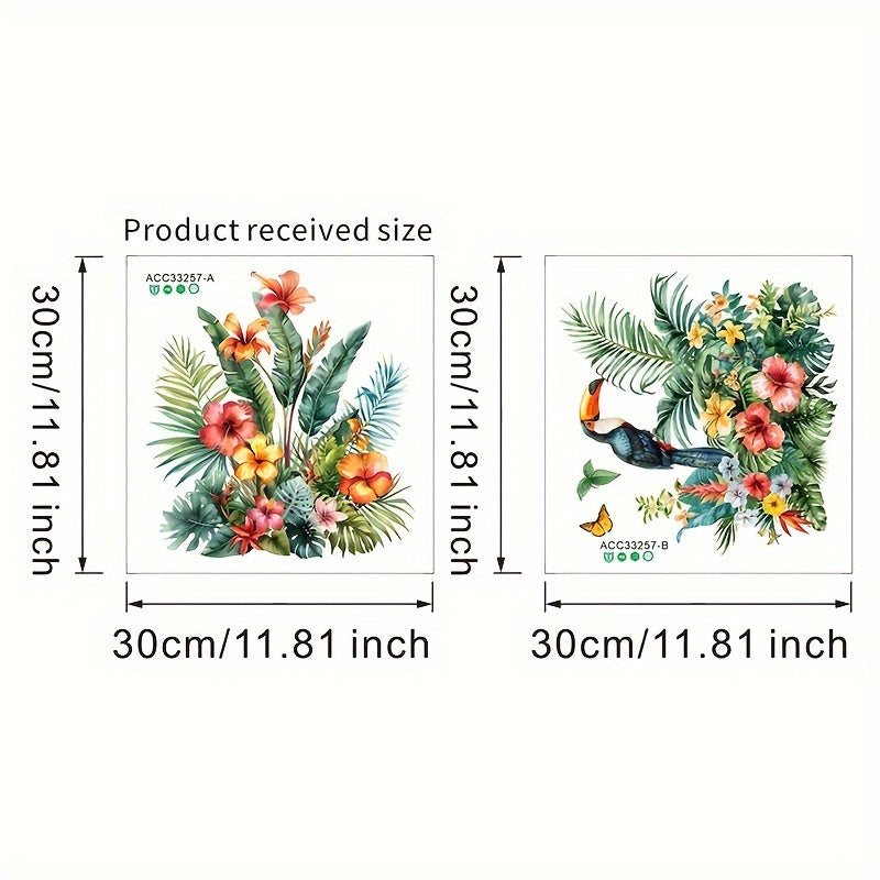 Nordic Floral Waterproof PVC Bathroom Decals Self-Adhesive for Toilets and Tanks