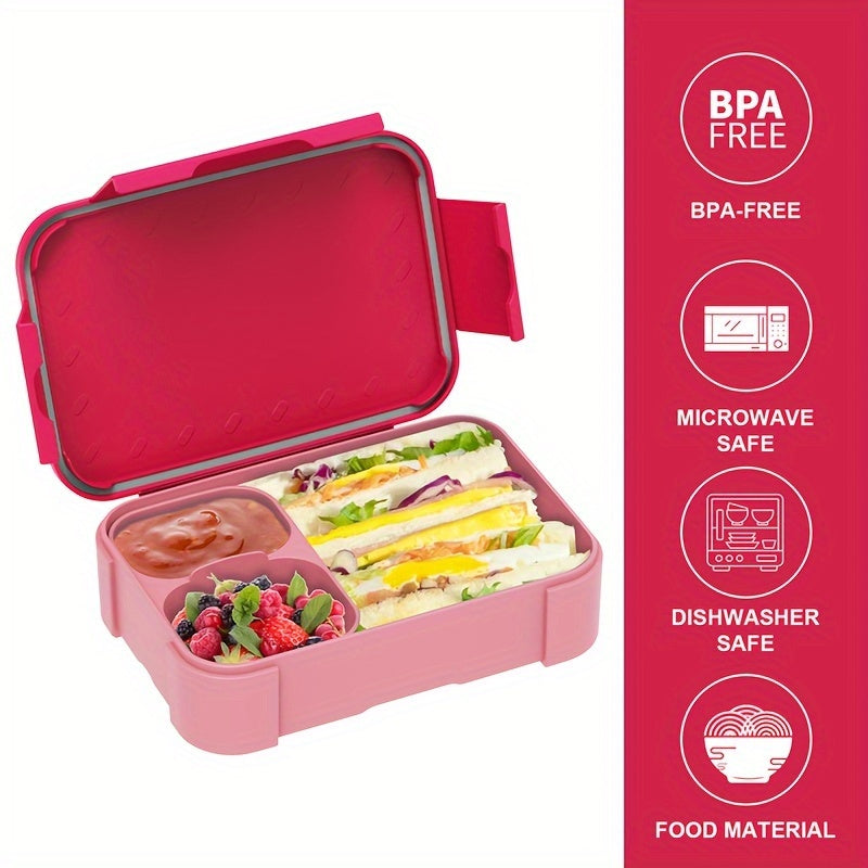 1 ta ko'chma tushlik qutisi, 900ml muhrlangan bo'lim bilan, meva, sabzavot va sous uchun 140ml+80ml stakanlarni o'z ichiga oladi. Mikroto'lqinli pechda ishlatish uchun xavfsiz, ofis va piknik uchun mos. Suv o'tkazmaydigan, BPA-free oziq-ovqat.