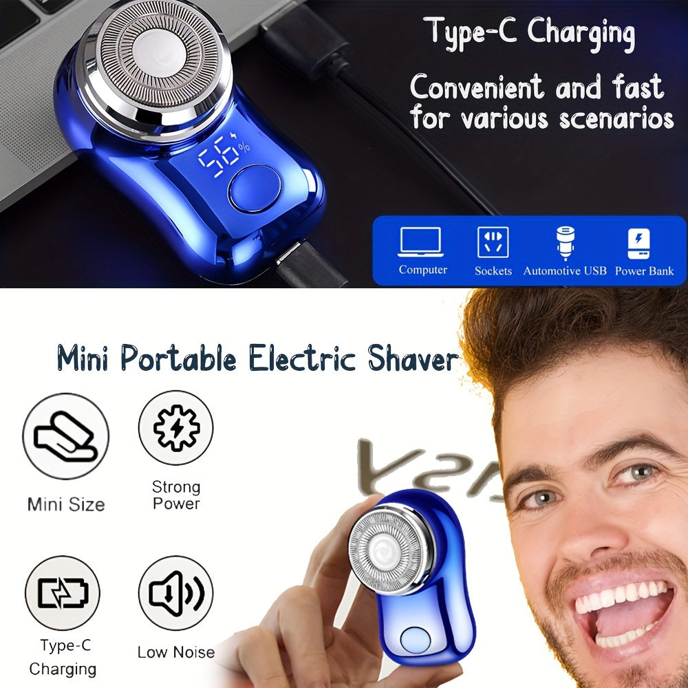 Afeitadora eléctrica mini para hombres con pantalla digital, recargable, impermeable y de acero inoxidable