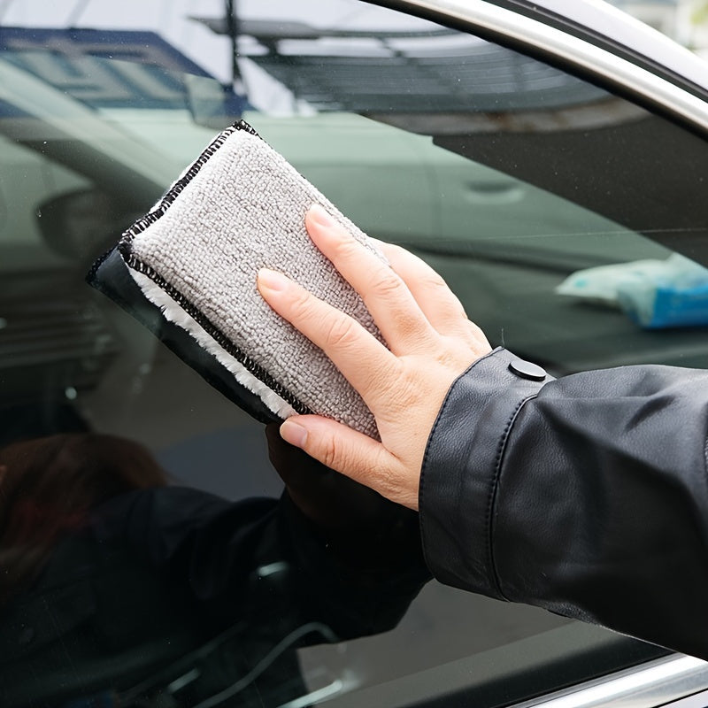 Microfiber Cleaning Sponge Dual Sided for Car, Kitchen, Faux Leather Gray