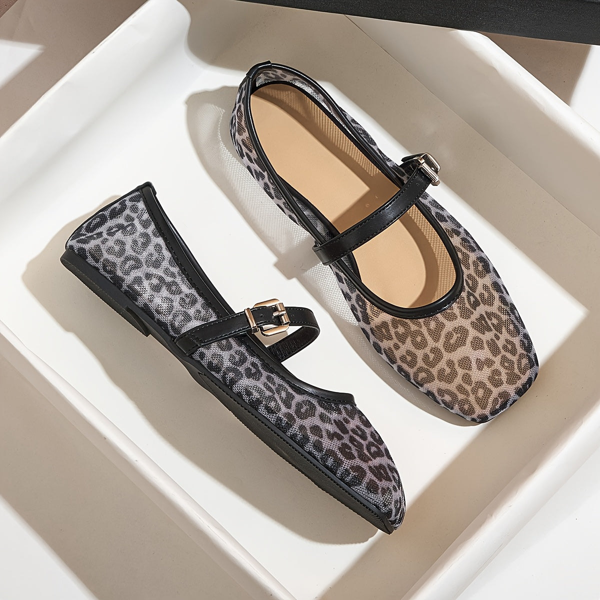 Женские балетки с леопардовым принтом, дышащая сетка, обувь на slip-on