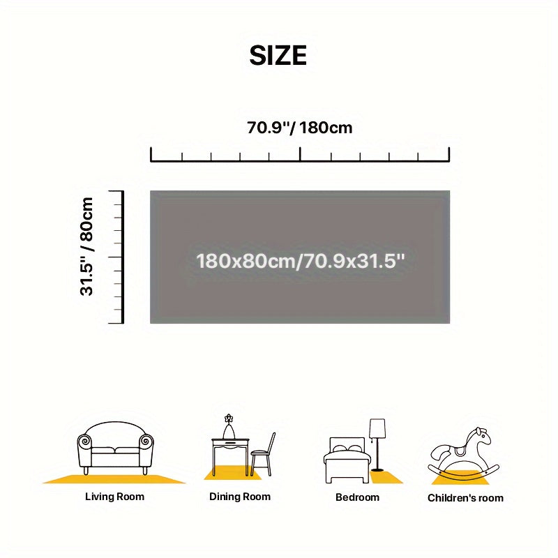 Alfombra de pelo sintético en negro, blanco, gris, antideslizante, sin desprendimiento, 76x178cm
