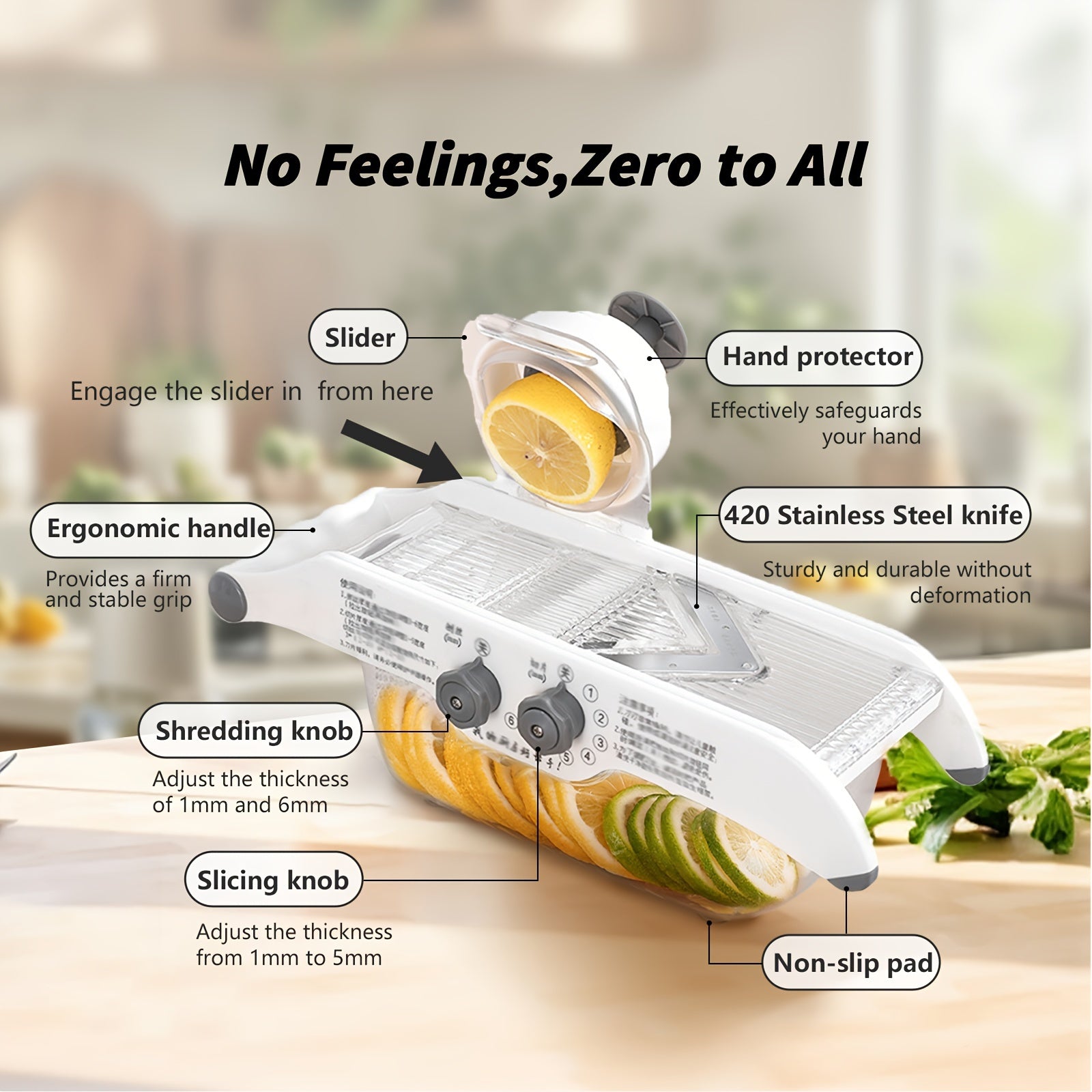 Vegetable and Fruit Chopper with Adjustable Slicer Stainless Steel Blade