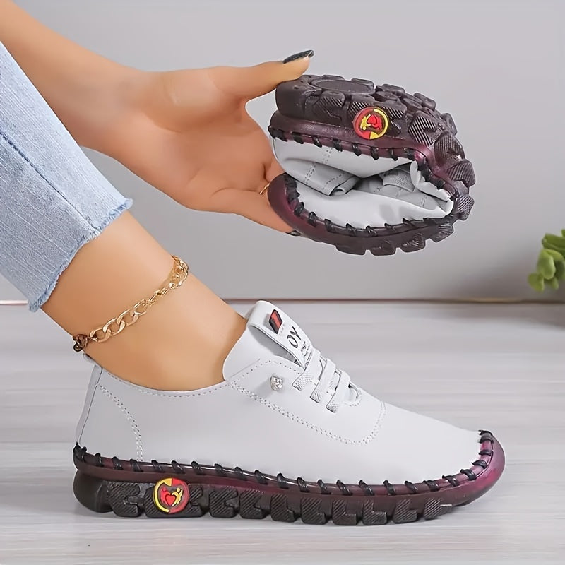 Women's Casual Sneakers Solid Color Slip-On Walking Shoes