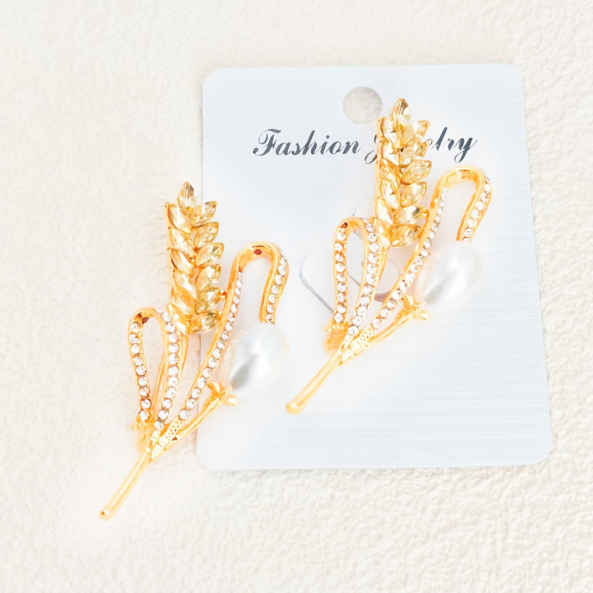 Elegant Rhinestone Wheat Pearl Brooch for Sweaters Shirts and Suits 1 or 2 Pieces