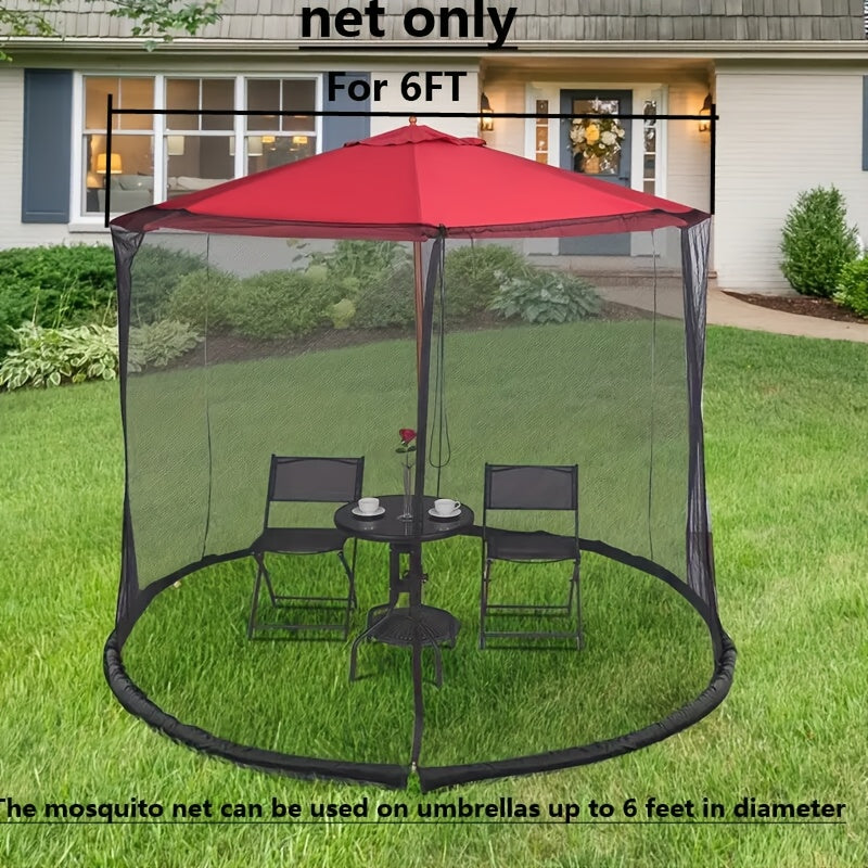 Mosquito Net for Patio Umbrella with Zipper Door Black 3.35m Outdoor Mesh Screen