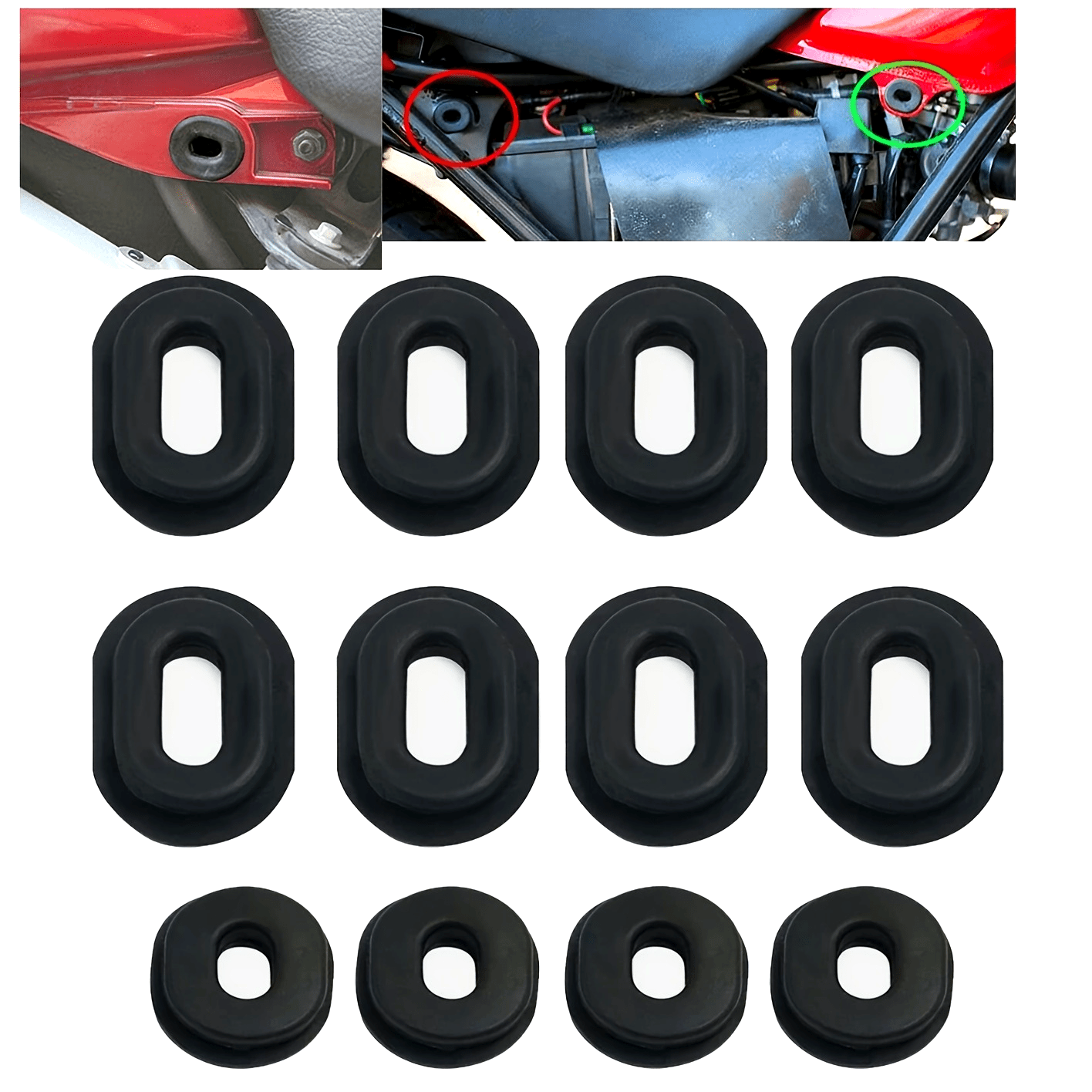 12 Pcs Motorcycle Rubber Grommets Bolts Panel Cover Fairing Washers