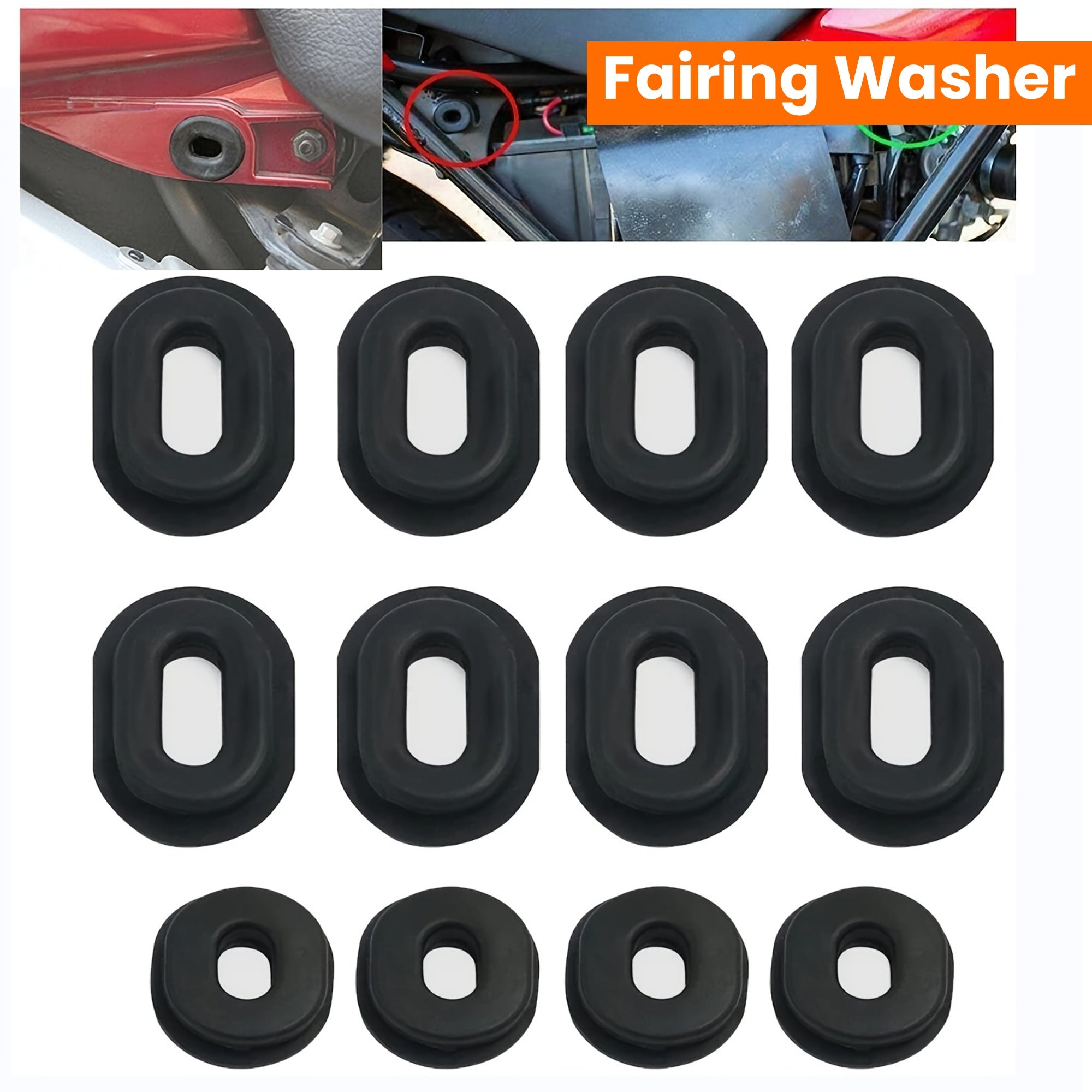 12 Pcs Motorcycle Rubber Grommets Bolts Panel Cover Fairing Washers