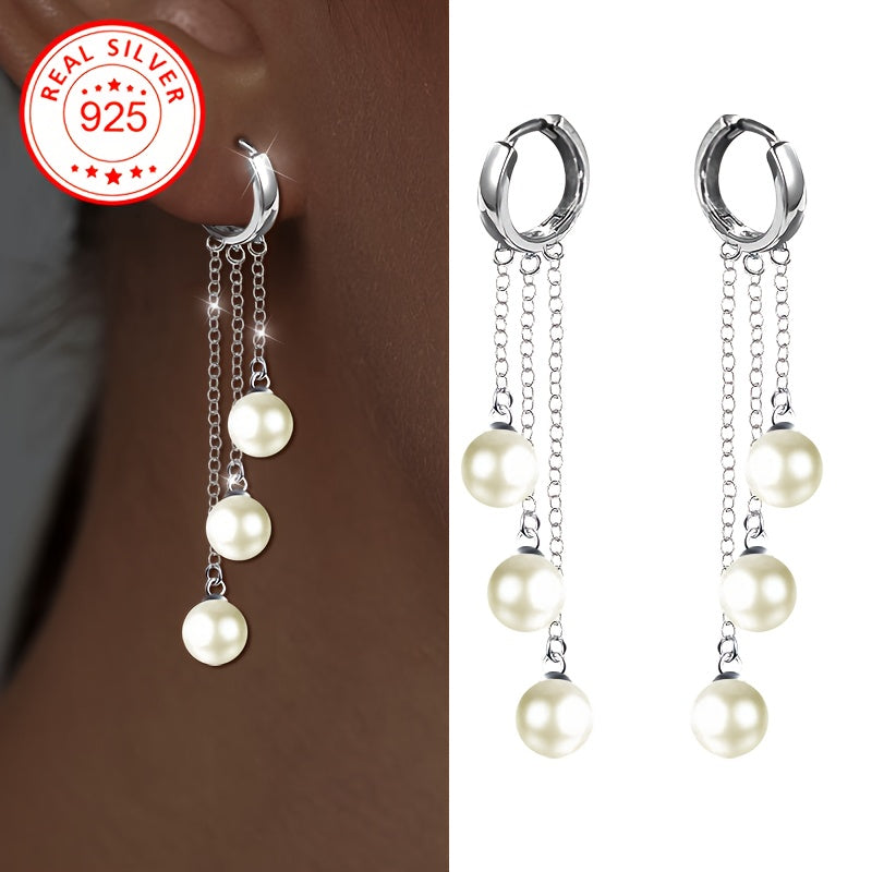 Pendientes de plata con borla y incrustaciones de conchas para regalos y bodas