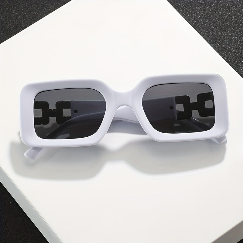 Men's Retro Square Glasses Fashion PC Frame Rectangular Eyewear for Daily Wear