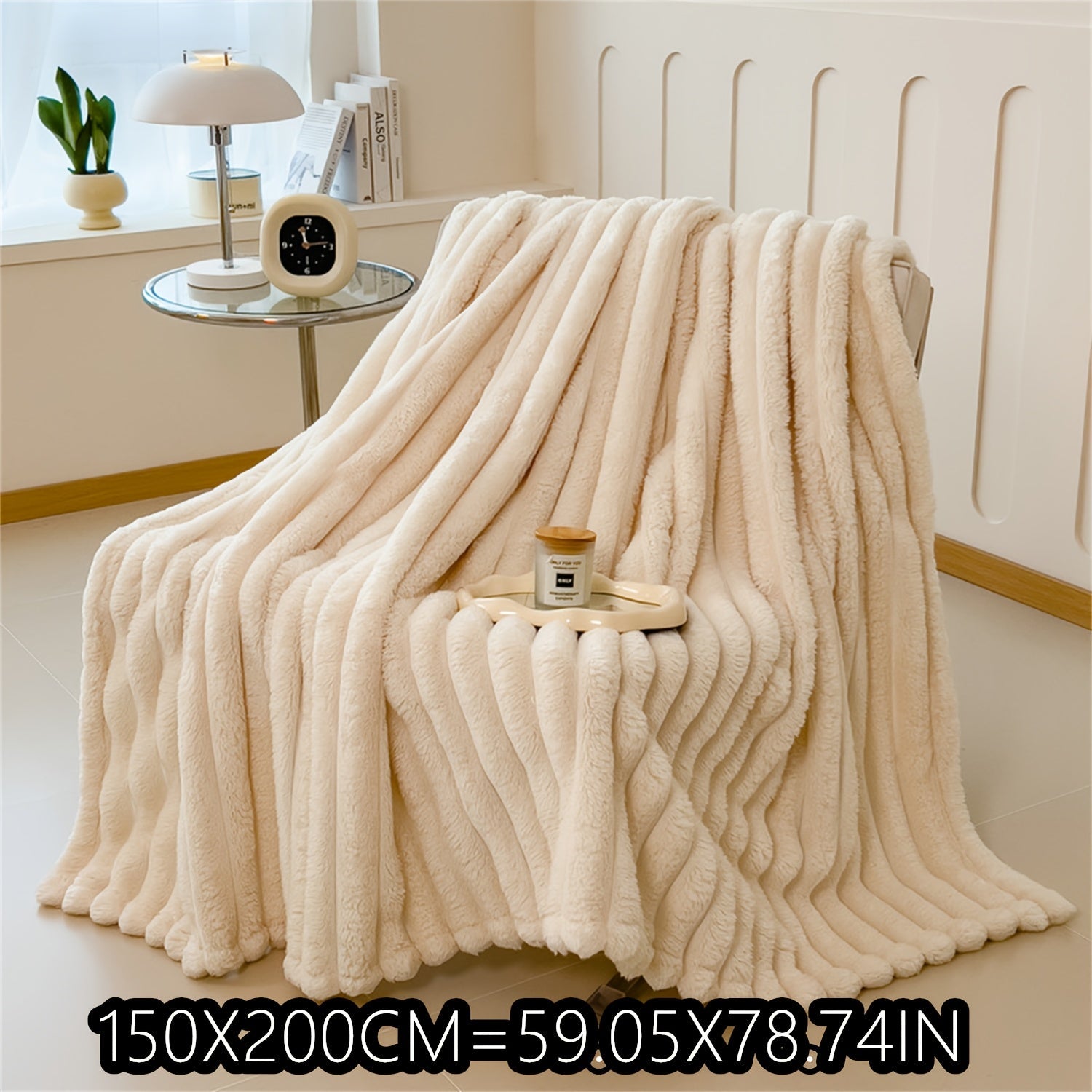 Soft Plush Faux Rabbit Blanket Cozy Warm Stylish for Home and Travel