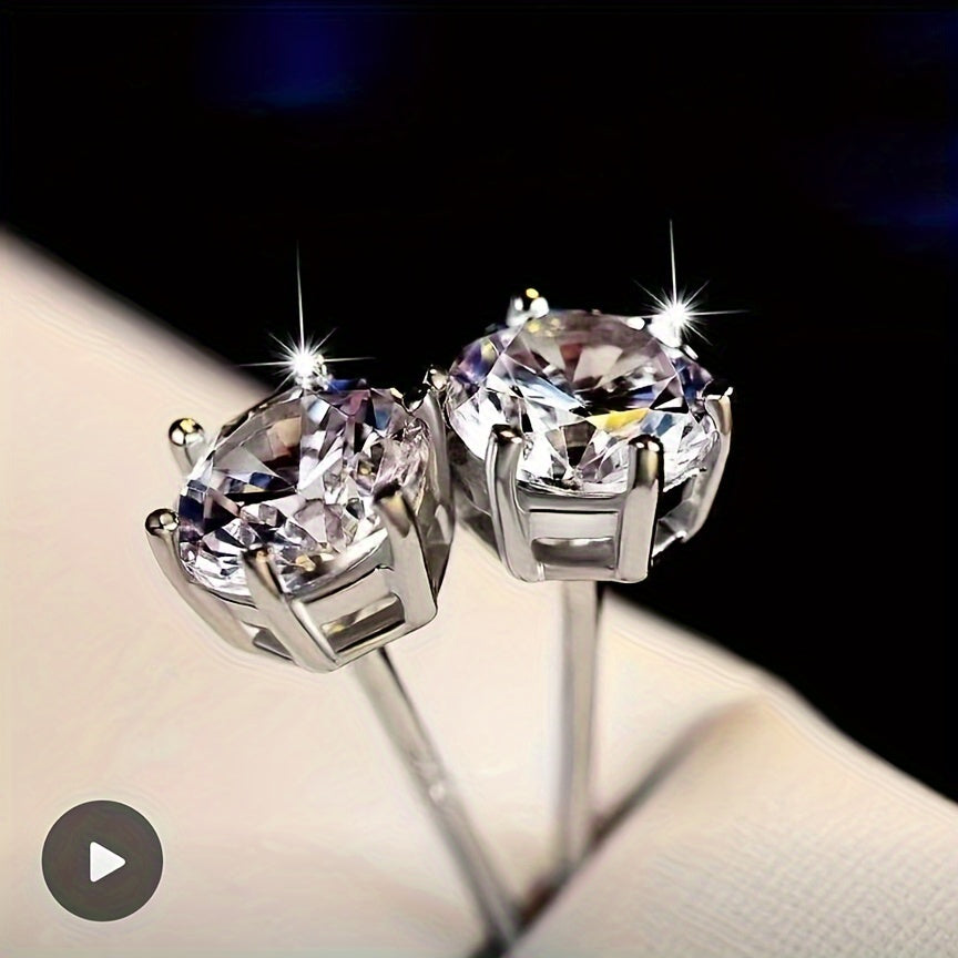 Elegant Moissanite Stud Earrings for Women 6-Prong Design Jewelry 1 Pair