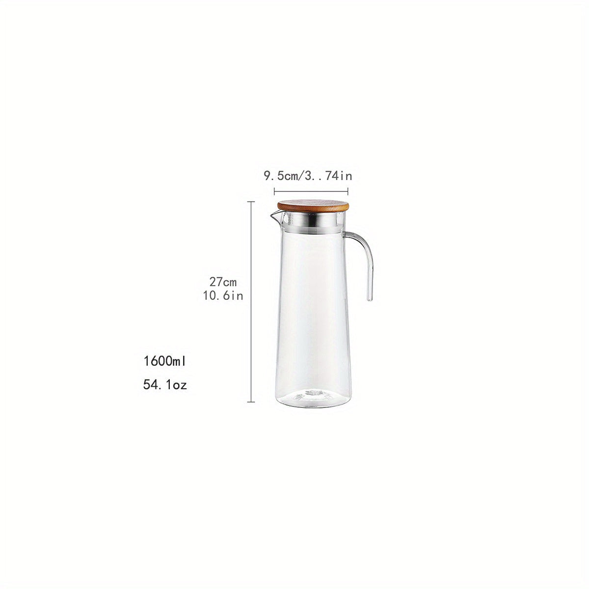 Water Pitcher with Lid 37.1oz/54.1oz Heavy Duty Stainless Steel or Wooden for Juice Tea