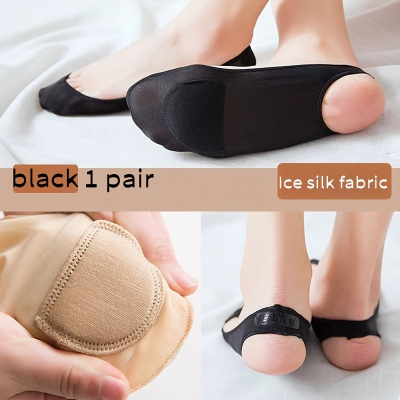 Unisex Ice Silk Invisible Socks Breathable Anti-slip Thick Sponge Pads