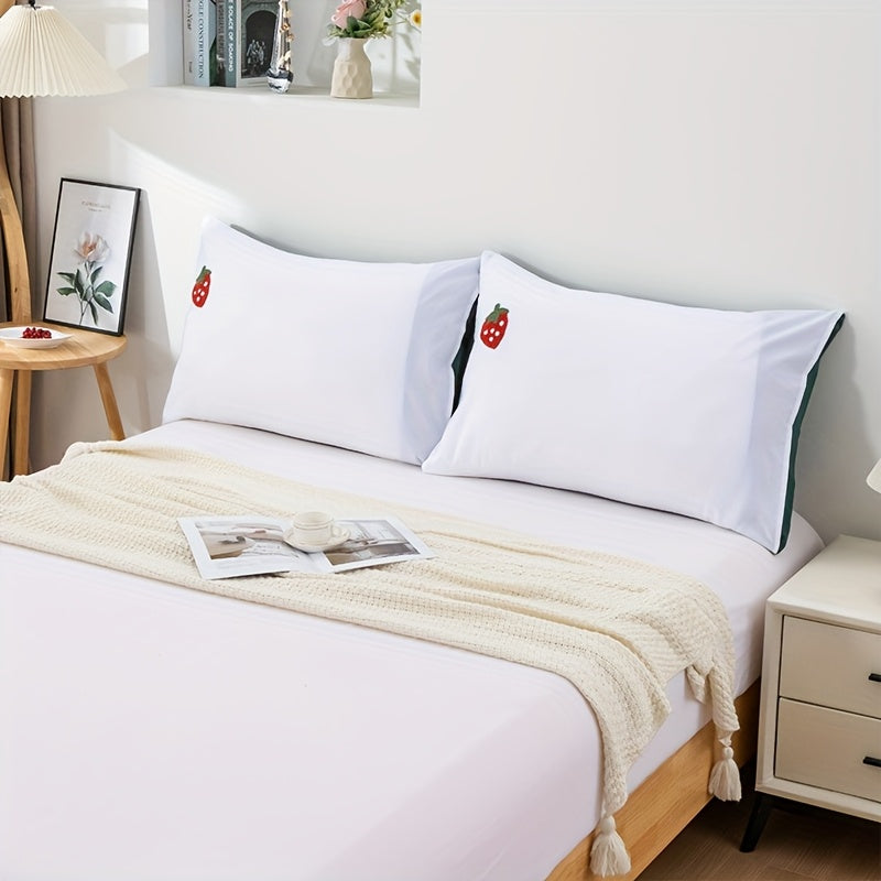 Two Pieces Pillowcases Towel Material 50x70 Flower Pattern Skin-Friendly Polyester Spandex