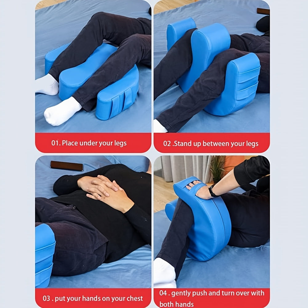 Memory Foam Bedroll Pillow for Elderly Blue Contoured Support