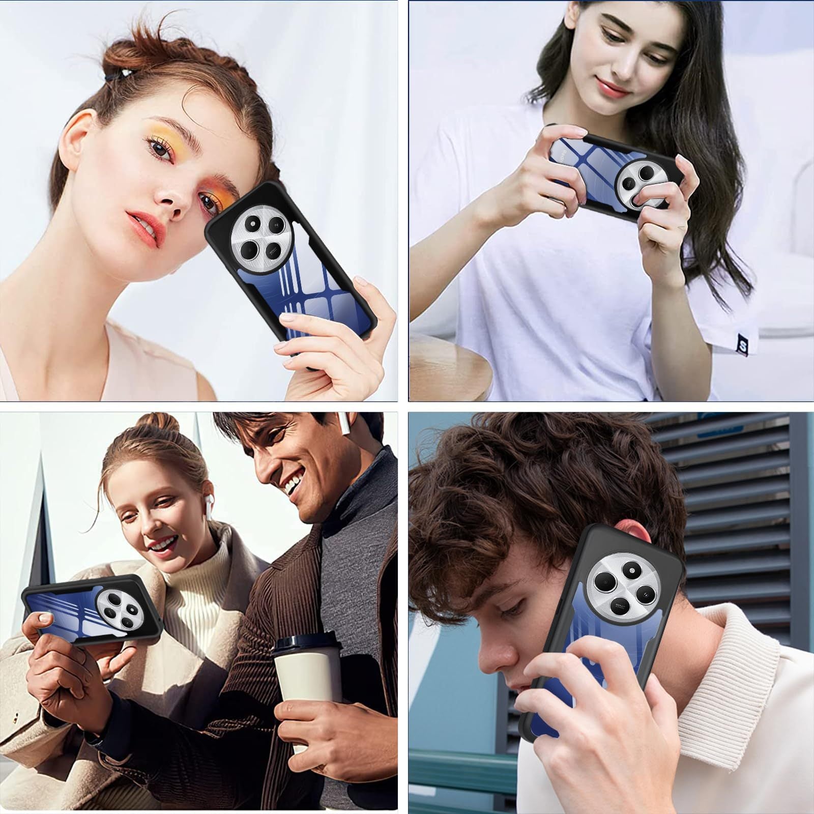 Silicone Phone Case for Xiaomi Redmi 14C Full Screen Protection Card Slot Kickstand 4G 5G