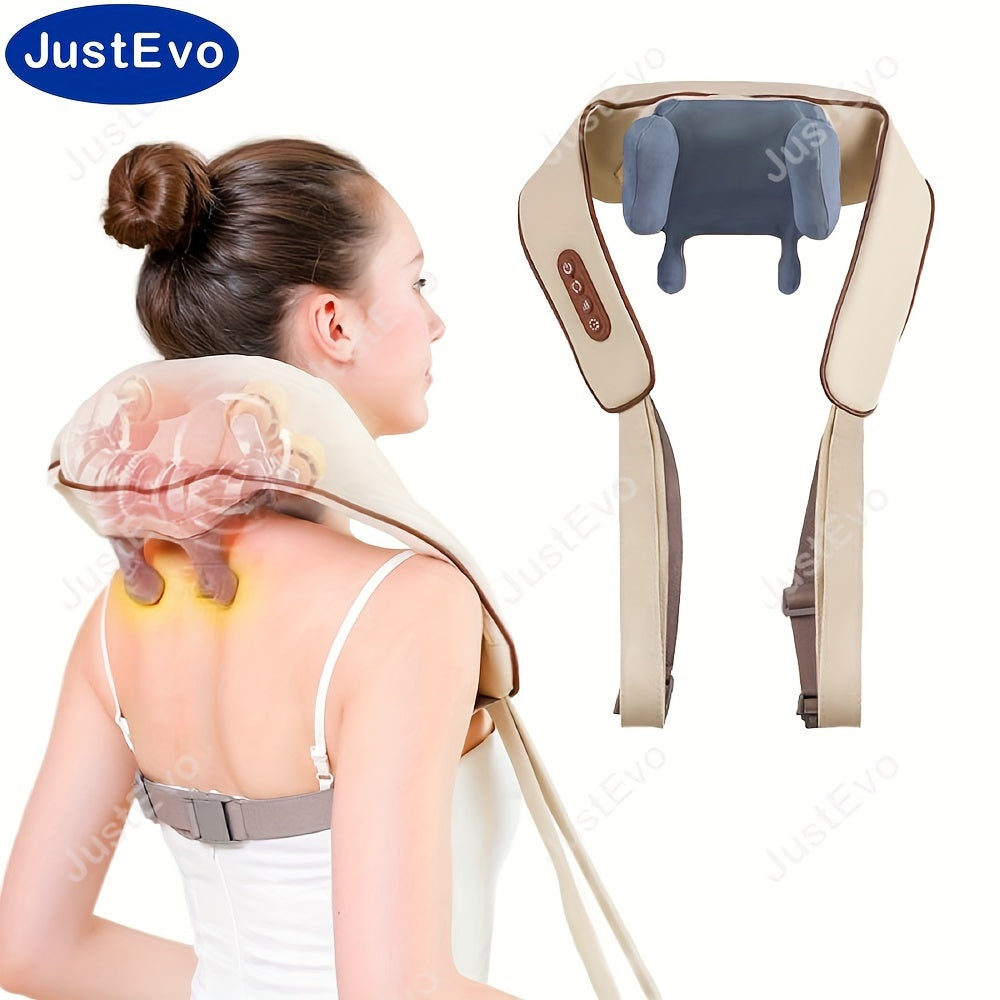 JustEvo USB orqali zaryadlanadigan to'liq tanali massajchi, 1800mAh litiy polimer batareyasi bilan - bo'yin, bel va yelkalarga moslashtirilgan.