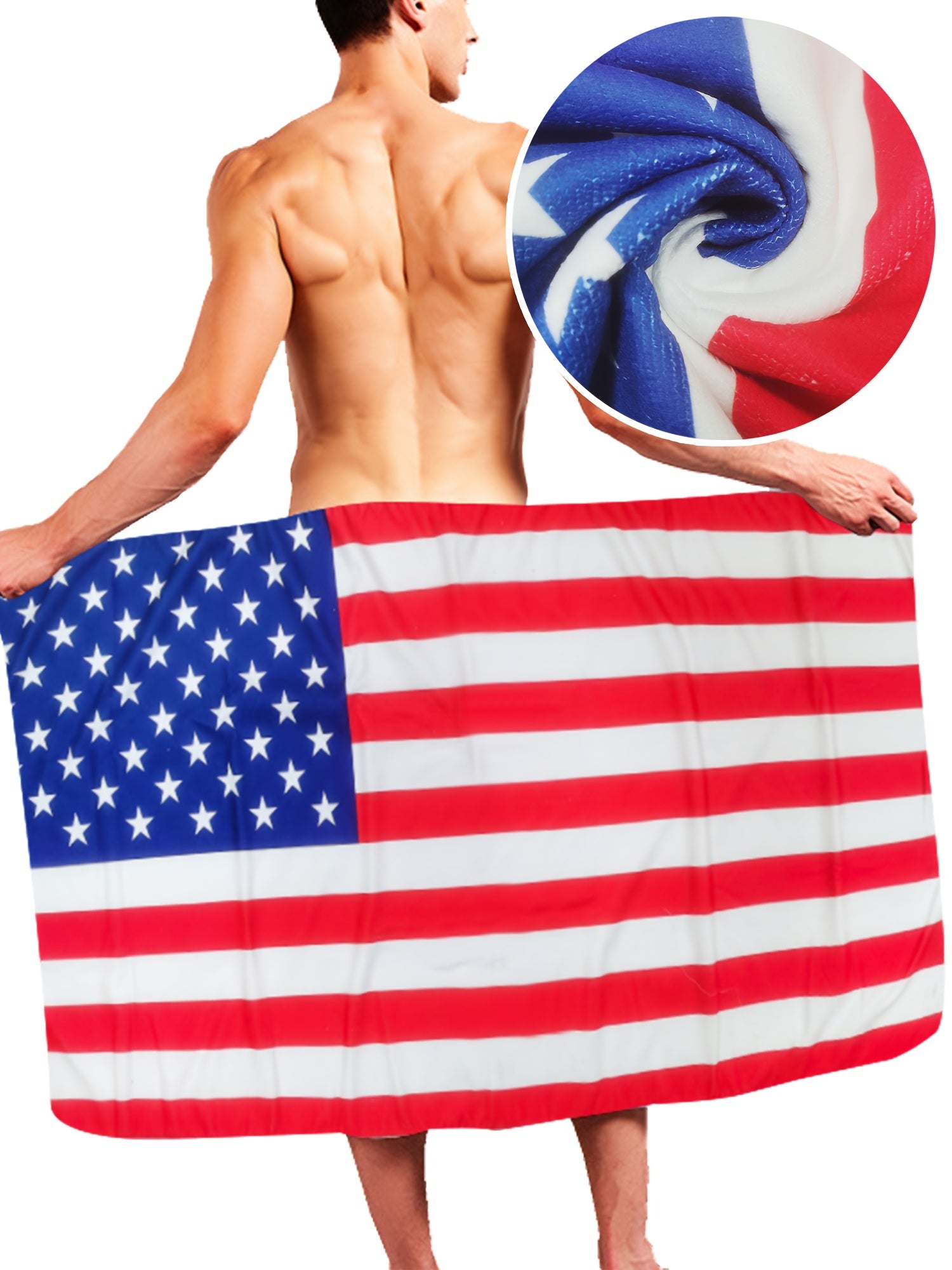 Мужской махровый халат из полиэстера с узором, с круглым вырезом и свободным кроем