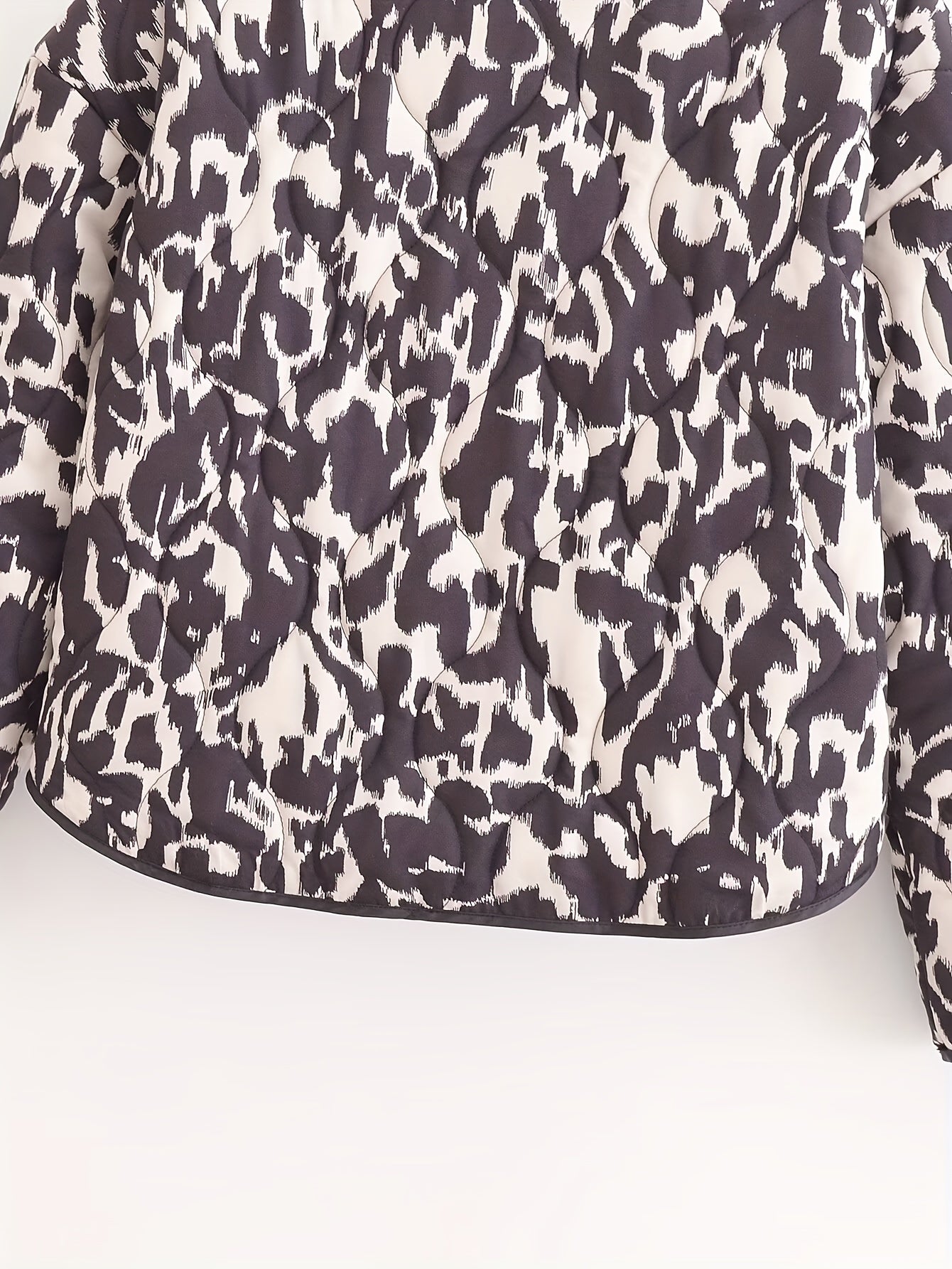 Women's Tie Dye Quilted Jacket with Button Detail Polyester Casual Long Sleeve