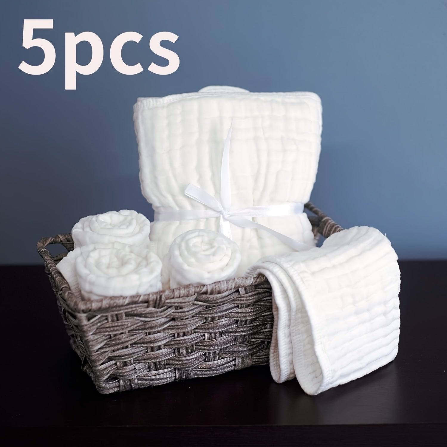 Set of 3 and 5 Muslin Burp Cloths and Bibs Soft Absorbent Washcloths and Bath Towels