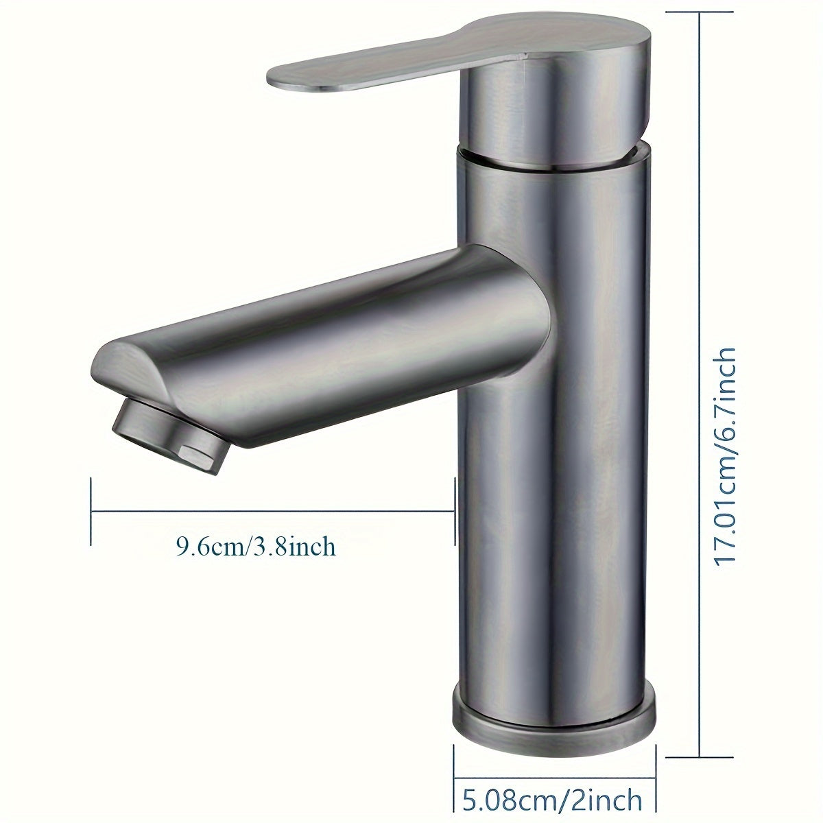 304 Stainless Steel Bathroom Faucet Single Handle Gun Grey Rust-Resistant
