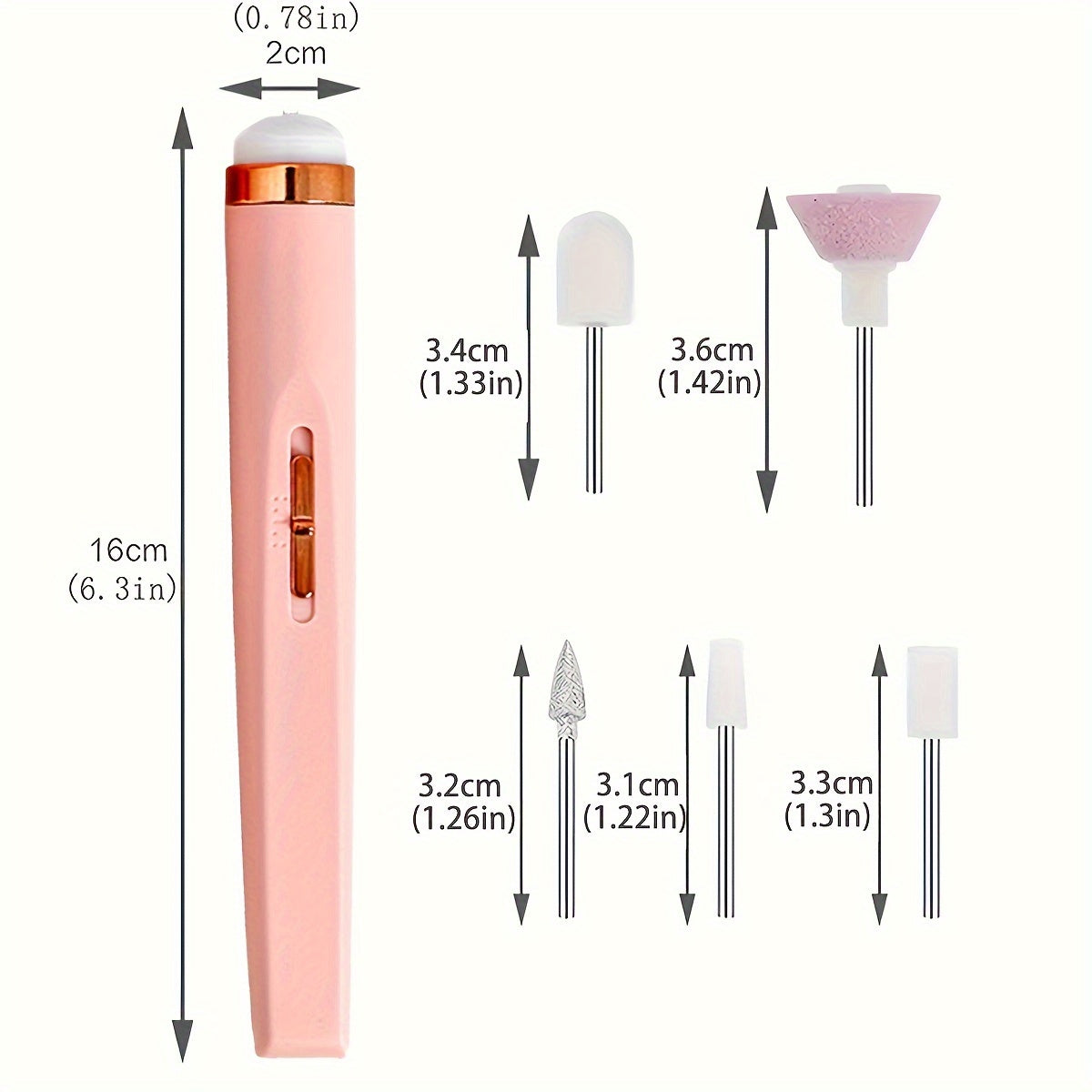 Kit de taladro eléctrico recargable con 5 brocas para uñas de gel y uso doméstico