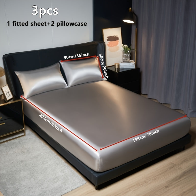 Набор простыней из сатина для кровати: двухспальная, полуторная, двуспальная, королевская, кинг — мягкая, комфортная, приятная для кожи и волос