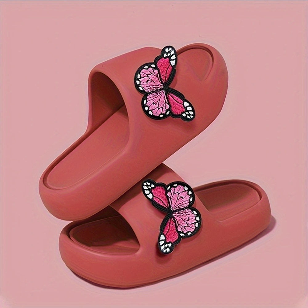 Women's Pink Butterfly Slippers Lightweight EVA Non-Slip Indoor Beach