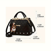 Small Crossbody Handbag with Rhombus Pattern PU Material for Women