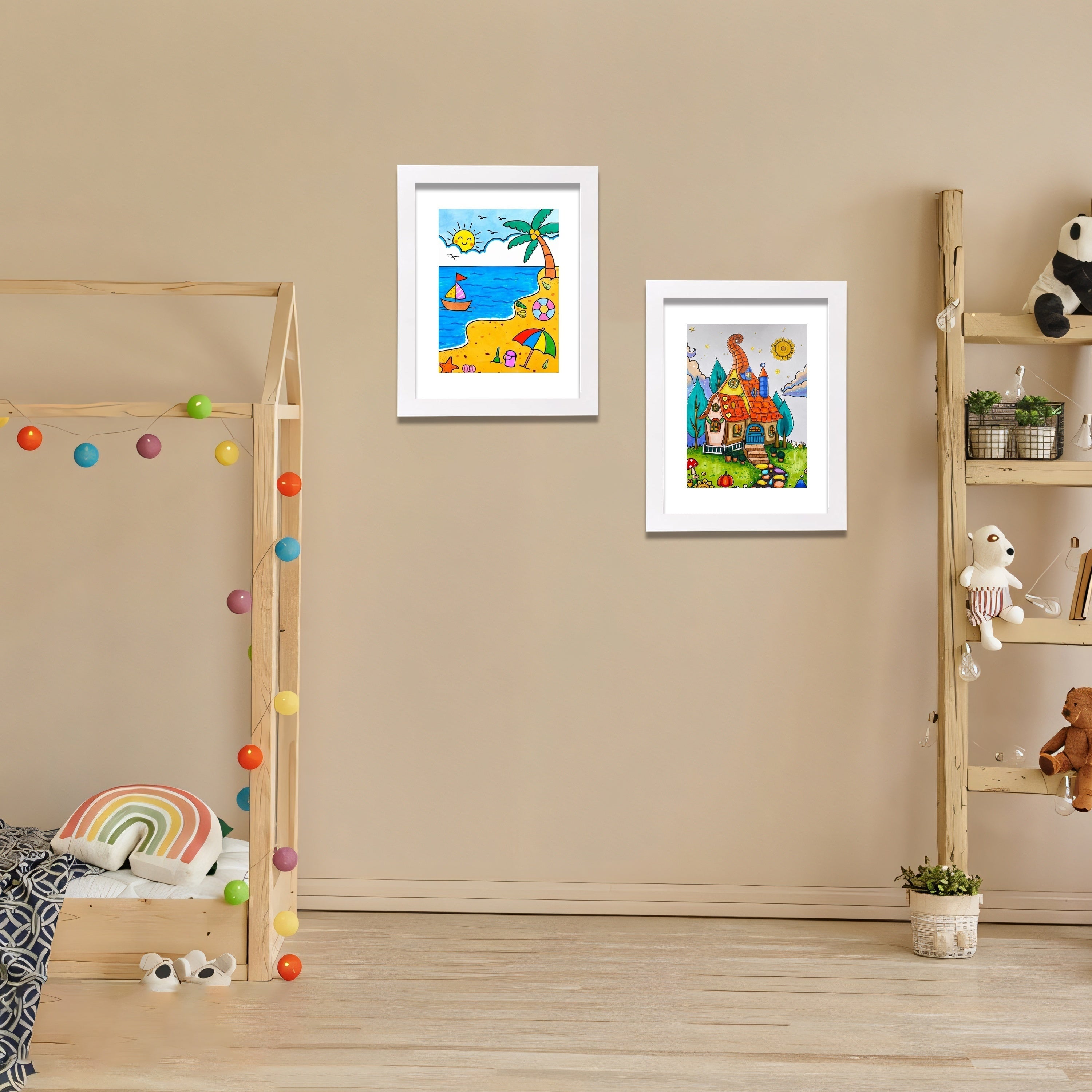 Kids Wooden Magnetic Picture Frame for Drawings and Schoolwork, Vertical, Lightweight