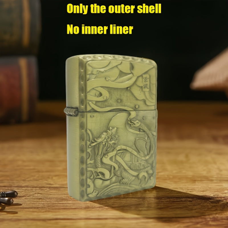 Bronze Relief Wall Decor With Four Divine Beasts and Windproof Lighter Case