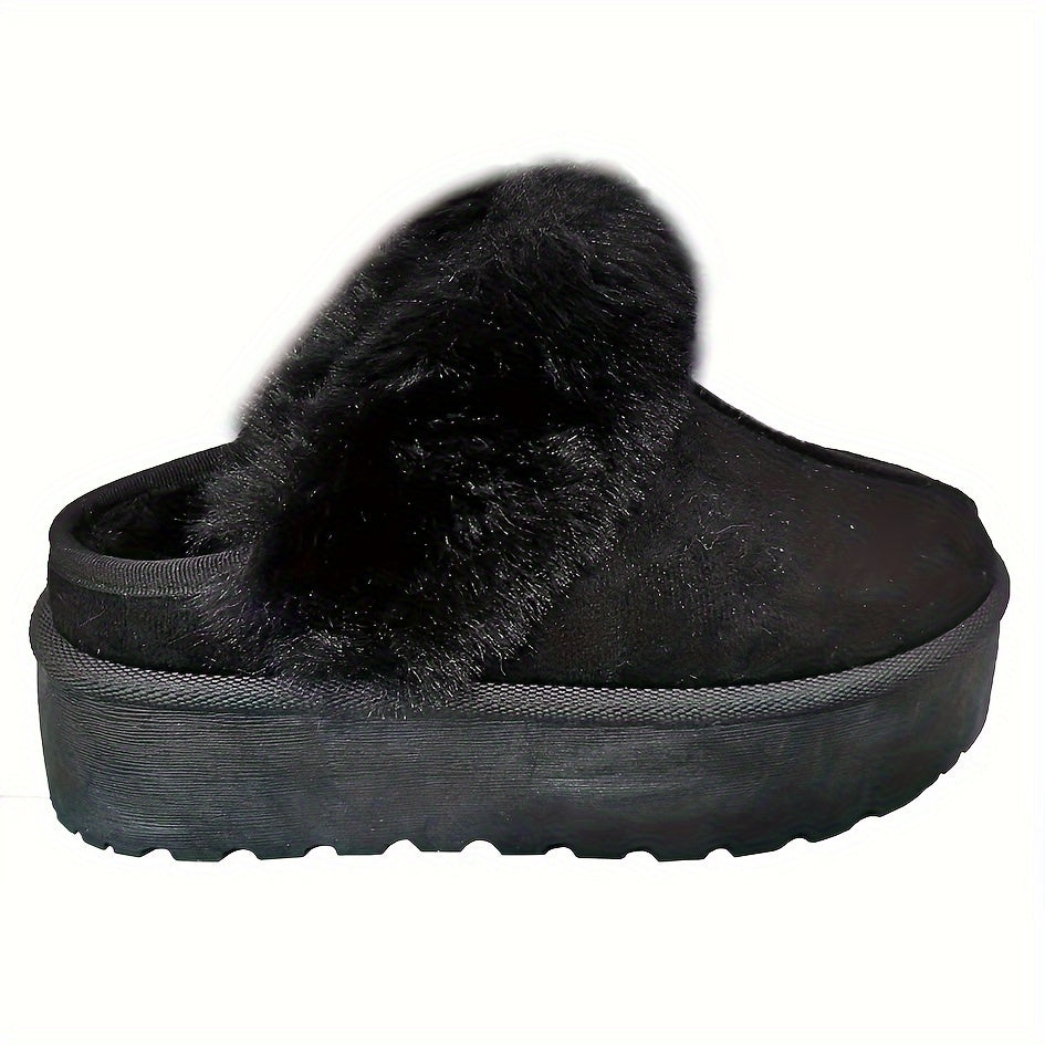 Women's Flannel Indoor Outdoor Slippers Snow Boots Faux Fur Trim