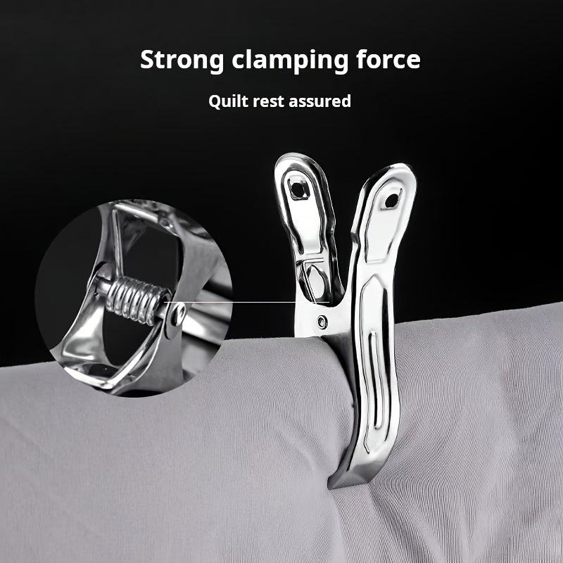 Juego de pinzas de ropa a prueba de viento de acero inoxidable, 10 piezas, clips de lavandería grandes y resistentes