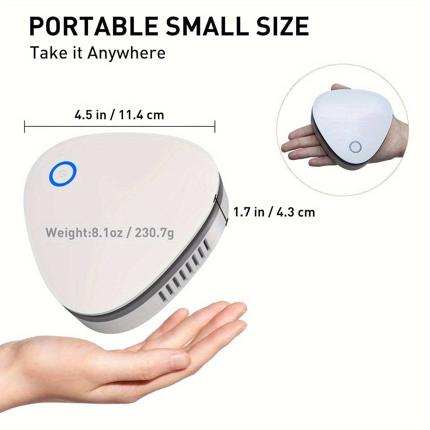Rechargeable Compact Air Purifier for Home Car Fridge Shoe Cabinet Travel