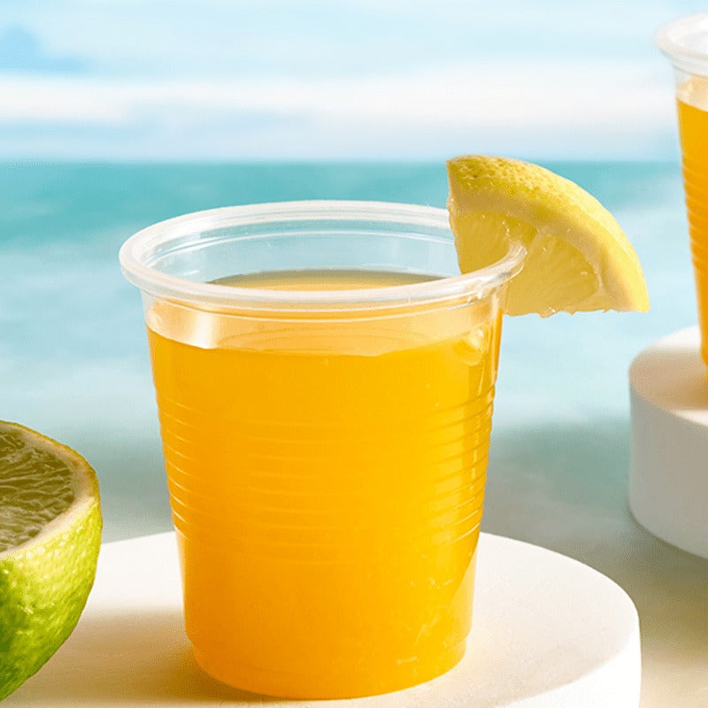 100 Pack 5oz Clear Disposable Plastic Cups No Coating for Parties and Events