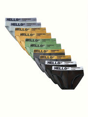 Men's Briefs 10 Pack Summer Polyester Spandex Solid Color Knit Comfortable Underwear