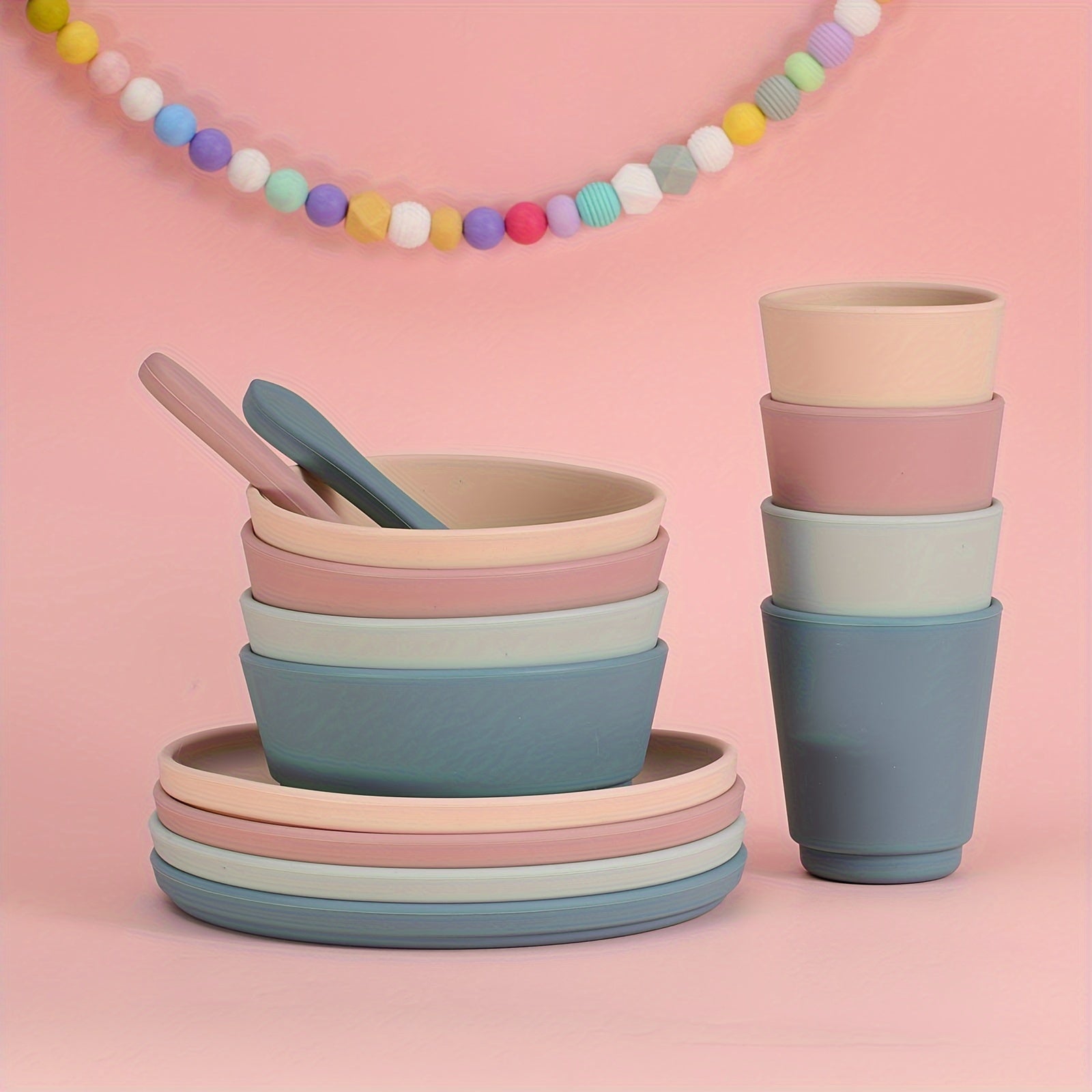 Juego de alimentación de silicona para niños, platos, cuencos y tazas reutilizables, libre de BPA, duradero