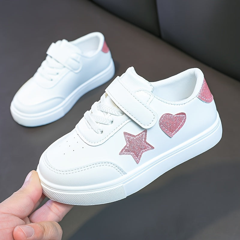 Kids Girls Boys Sneakers with Heart and Star Designs Lightweight Comfortable Year-Round Wear