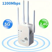 WiFi Signal Booster 1200Mbps Dual Band 8500 Sq Ft Coverage with 4 Antennas