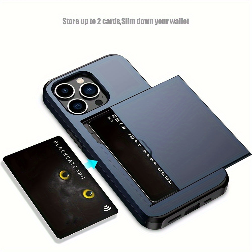 Hard Phone Case with Card Slot for iPhone 14-16 Pro Max