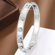 Gold Tone Floral Bangle Bracelet with Cubic Zirconia for Daily Wear and Festivals