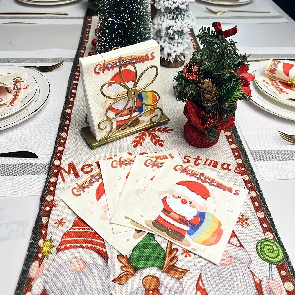 Set of 20 Santa Claus Christmas Napkins 3-Ply Disposable Paper Towels