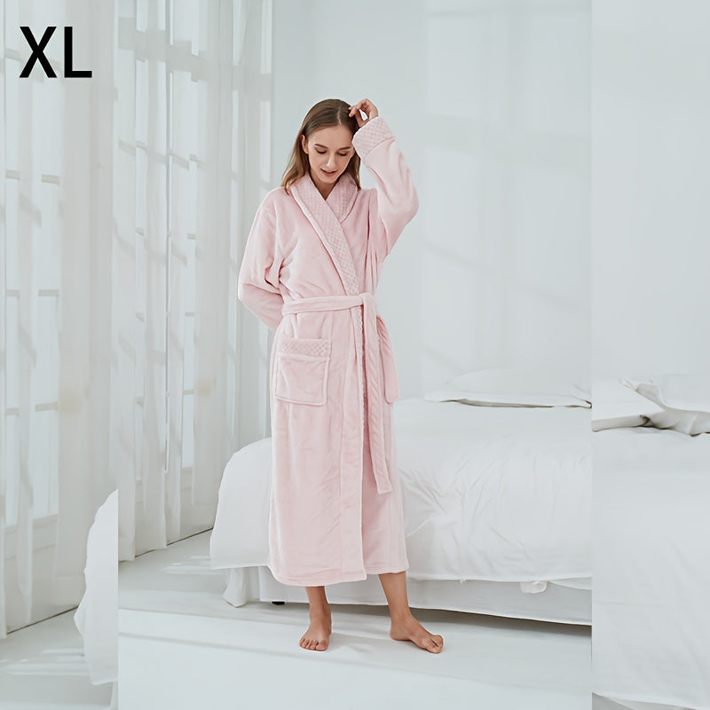 Unisex Flannel Bathrobe for Autumn Winter Cozy Nightwear Home