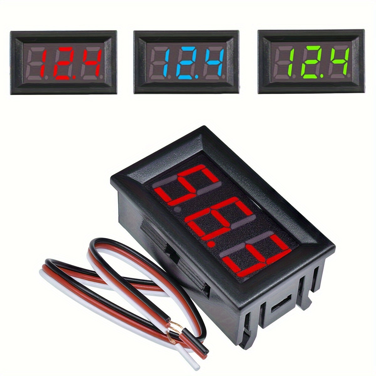 Digital Voltage Meter 4.5-30V LED Display Battery Motor Panel Mount Red Blue Green