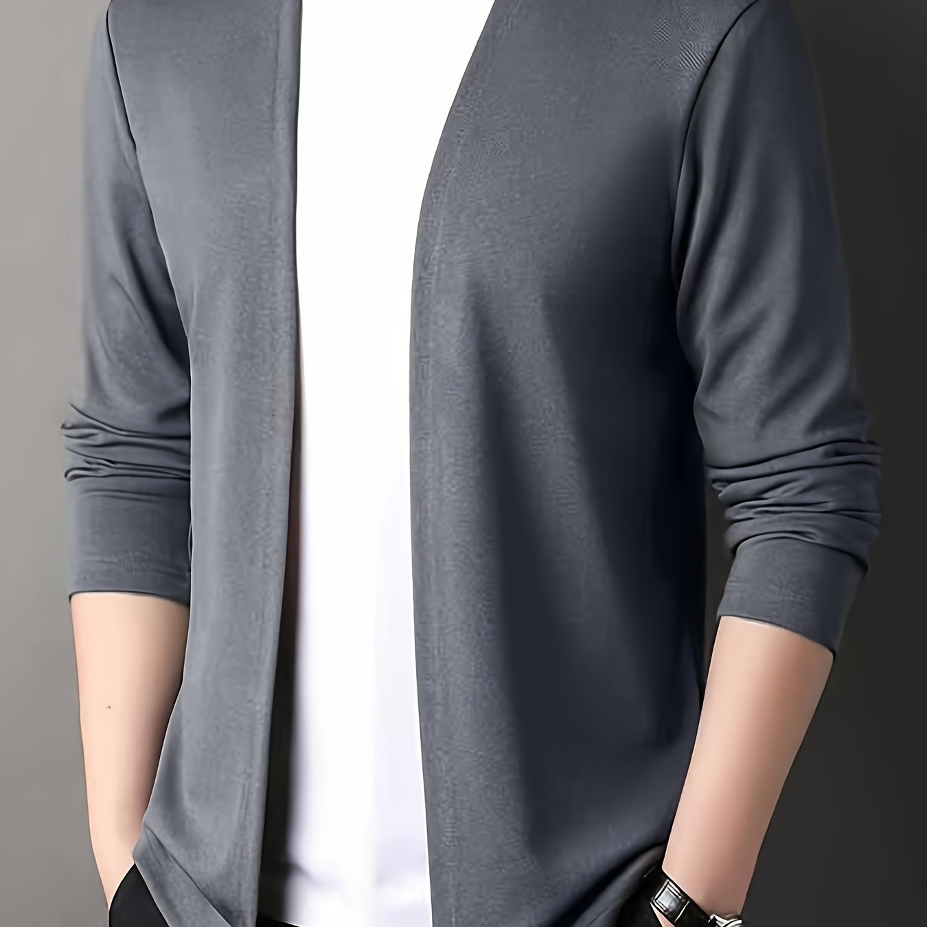 Men's Slim Fit Knitted Cardigan Long Sleeve Solid Casual Fall Polyester