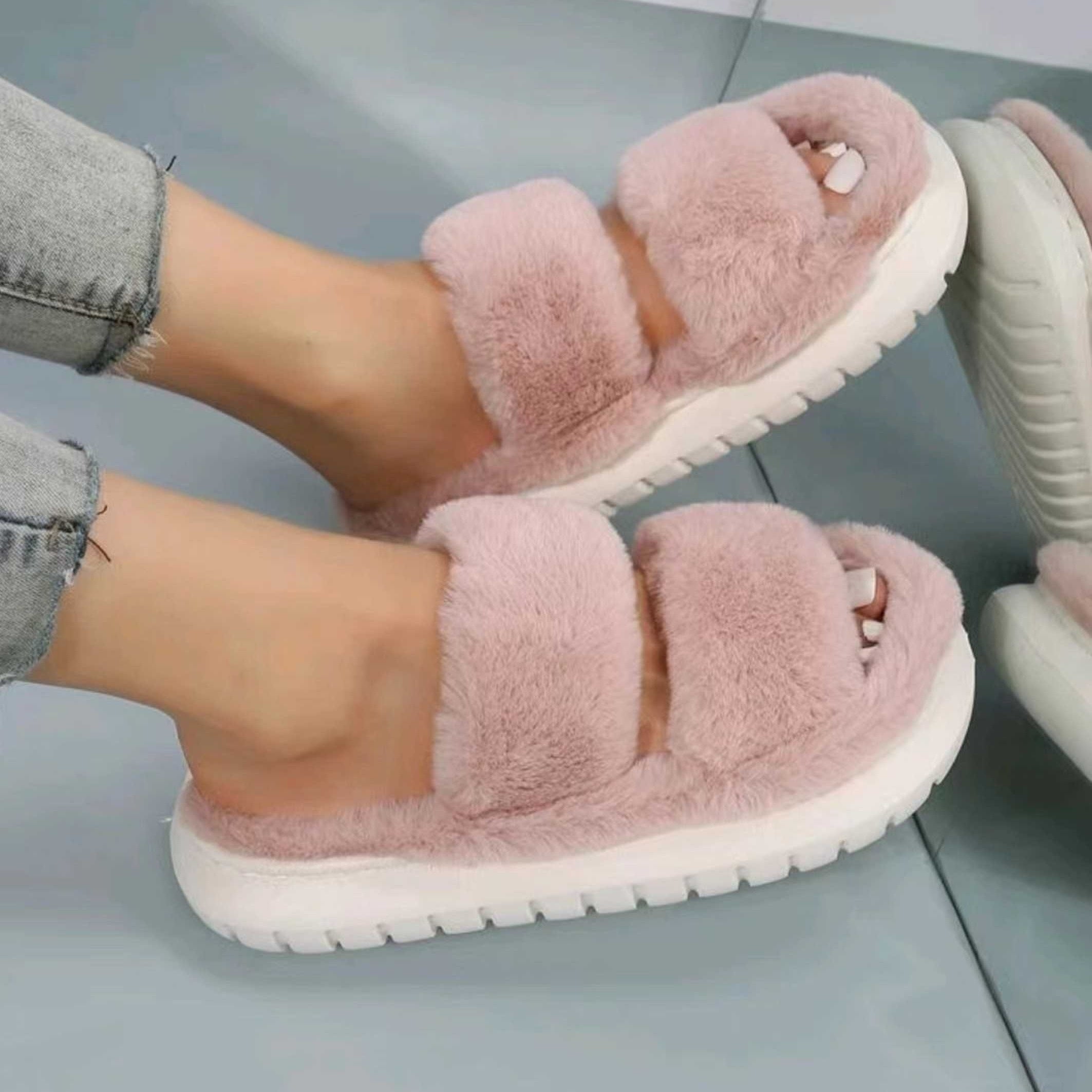 Women's Solid Color Slippers Open Toe Indoor Comfortable Shoes