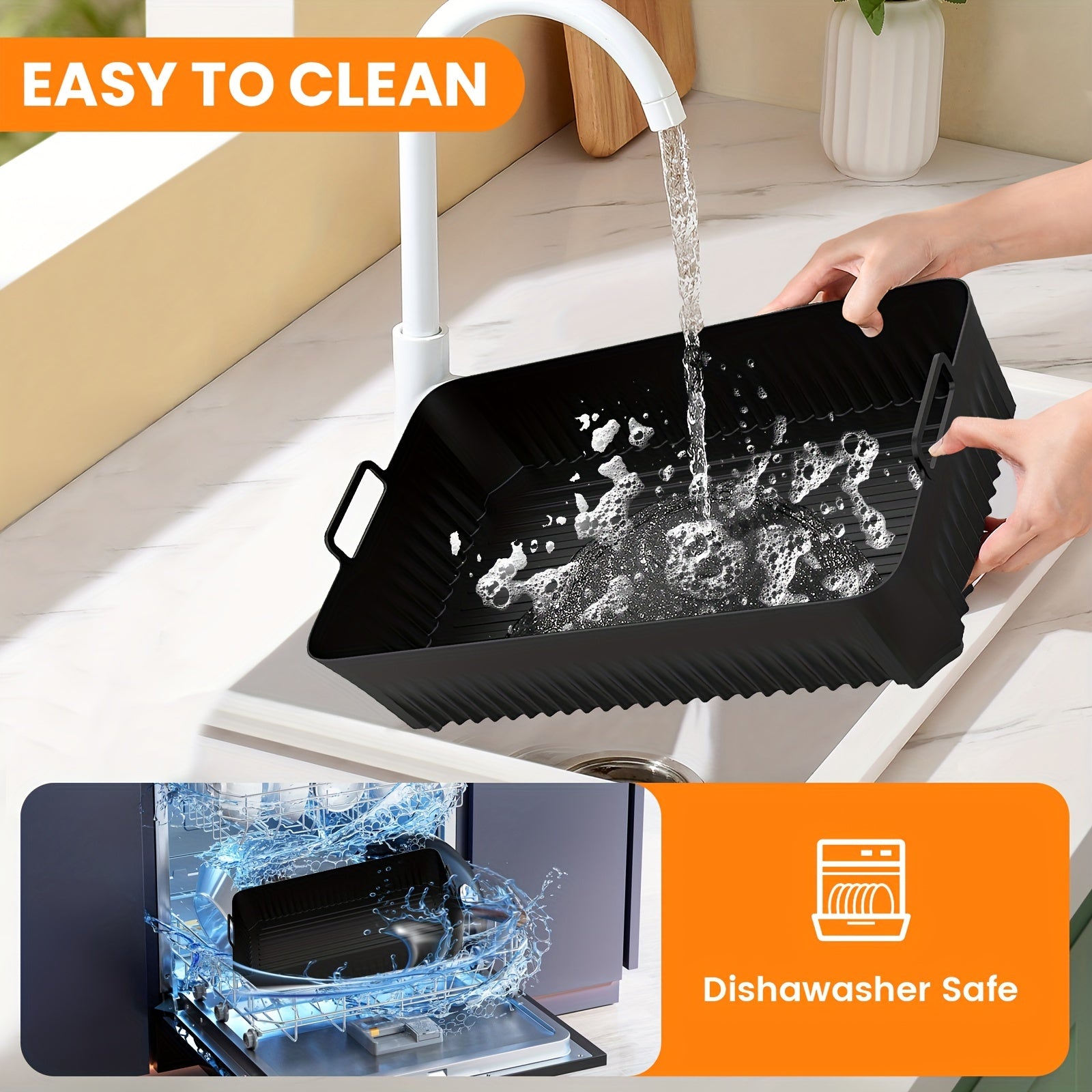 Uch qismli Ninja AF500 Air Fryer silikon pishirish qozonlari to'plami, qayta ishlatiladigan, oziq-ovqat bilan aloqa qilish uchun xavfsiz oshxona va restoran chuqur fritöz aksessuarlari.