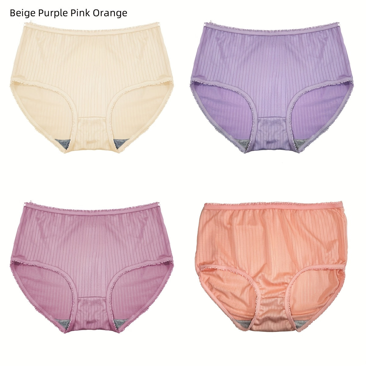 Set of 4 Women's High Waist Breathable Cotton-Polyester Underwear